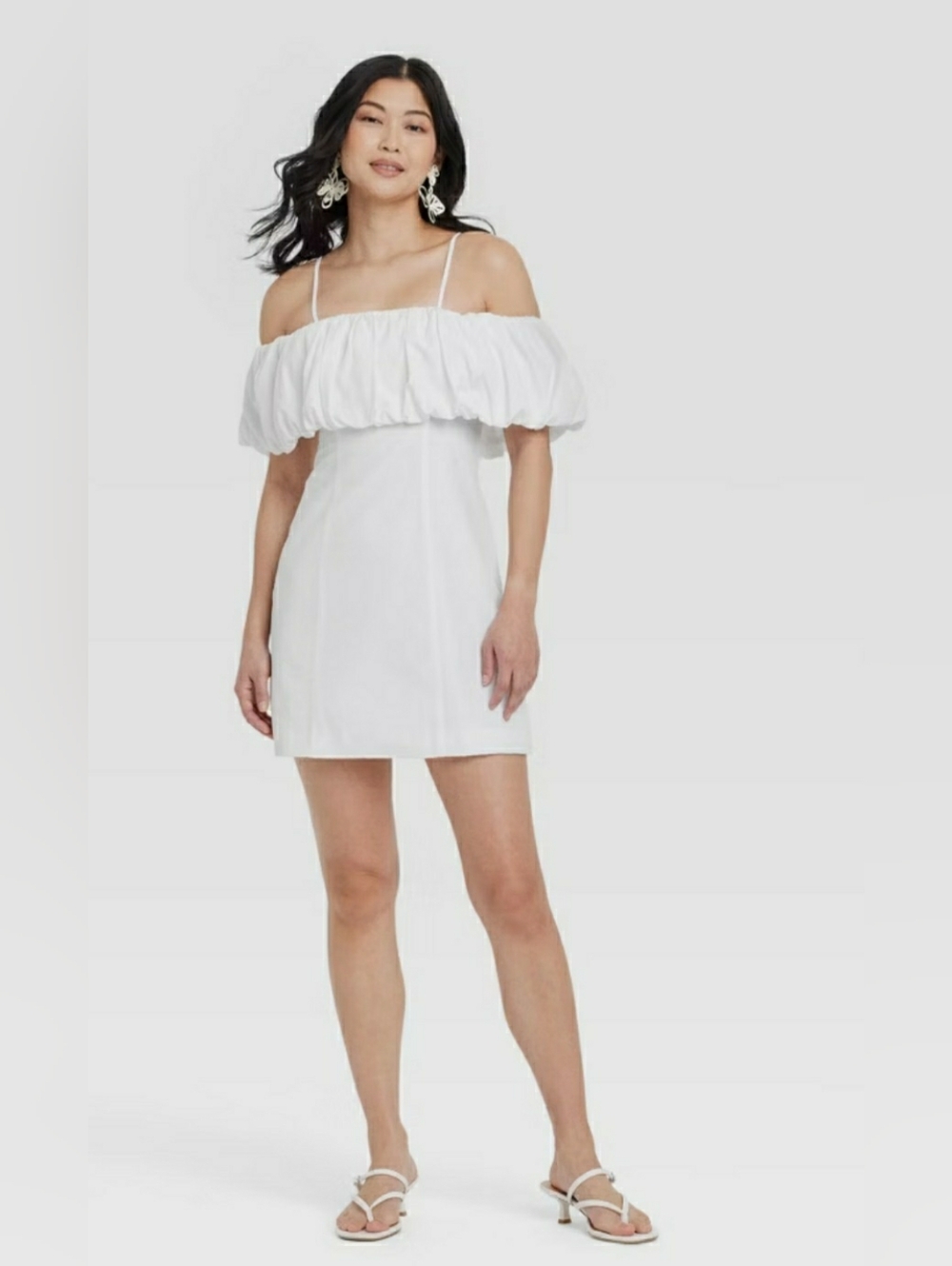 a new day White Off-Shoulder Mini Dress with Ruffle Bodice